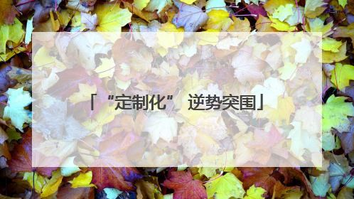 “定制化” 逆势突围