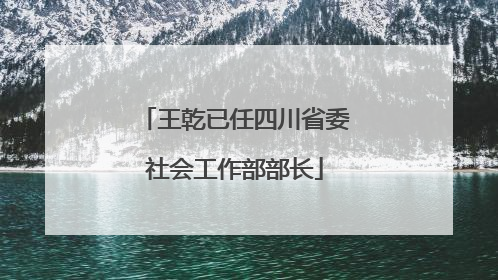 王乾已任四川省委社会工作部部长