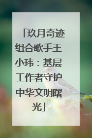 玖月奇迹组合歌手王小玮：基层工作者守护中华文明曙光