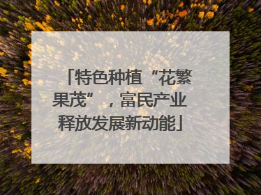 特色种植“花繁果茂”，富民产业释放发展新动能
