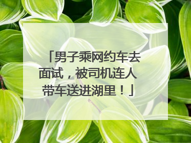 男子乘网约车去面试，被司机连人带车送进湖里！