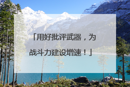 用好批评武器，为战斗力建设增速！
