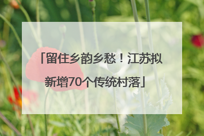 留住乡韵乡愁！江苏拟新增70个传统村落