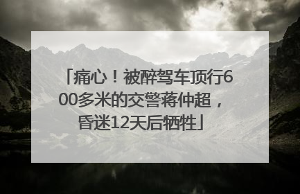 痛心！被醉驾车顶行600多米的交警蒋仲超，昏迷12天后牺牲