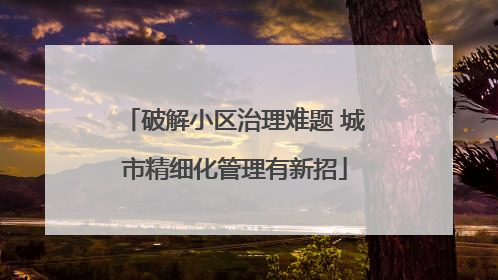 破解小区治理难题 城市精细化管理有新招
