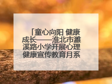 童心向阳 健康成长——淮北市濉溪路小学开展心理健康宣传教育月系列活动