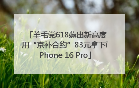 羊毛党618薅出新高度 用“京补合约”83元拿下iPhone 16 Pro