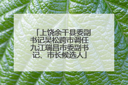 上饶余干县委副书记吴松跨市调任九江瑞昌市委副书记、市长候选人