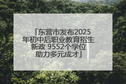 东营市发布2025年初中后职业教育招生新政 9552个学位助力多元成才