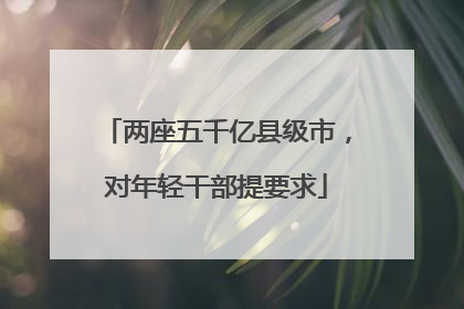 两座五千亿县级市，对年轻干部提要求