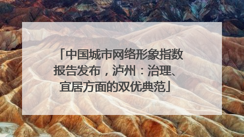 中国城市网络形象指数报告发布，泸州：治理、宜居方面的双优典范