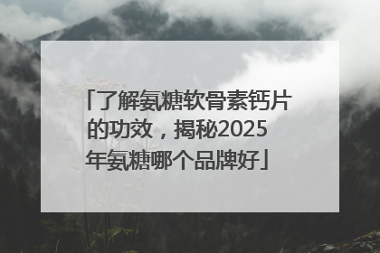 了解氨糖软骨素钙片的功效，揭秘2025年氨糖哪个品牌好