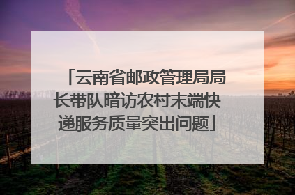 云南省邮政管理局局长带队暗访农村末端快递服务质量突出问题