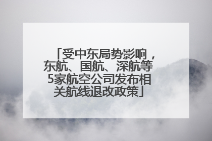 受中东局势影响，东航、国航、深航等5家航空公司发布相关航线退改政策