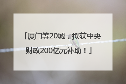 厦门等20城，拟获中央财政200亿元补助！