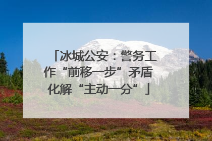 冰城公安：警务工作“前移一步”矛盾化解“主动一分”