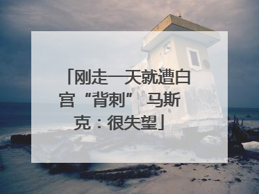 刚走一天就遭白宫“背刺” 马斯克：很失望