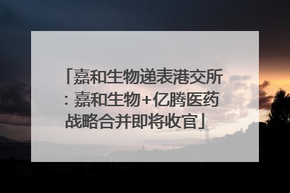 嘉和生物递表港交所：嘉和生物+亿腾医药战略合并即将收官