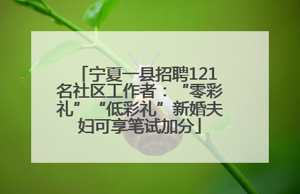 宁夏一县招聘121名社区工作者：“零彩礼”“低彩礼”新婚夫妇可享笔试加分