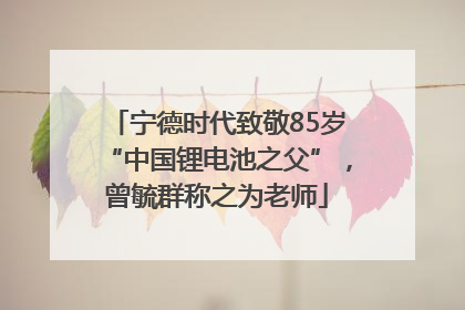 宁德时代致敬85岁“中国锂电池之父”，曾毓群称之为老师