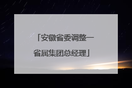 安徽省委调整一省属集团总经理