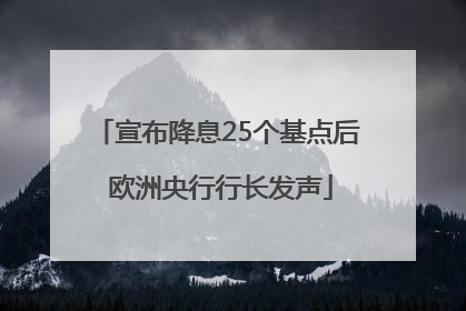 宣布降息25个基点后 欧洲央行行长发声