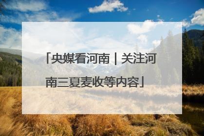 央媒看河南｜关注河南三夏麦收等内容