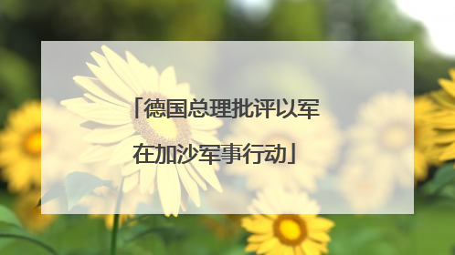 德国总理批评以军在加沙军事行动