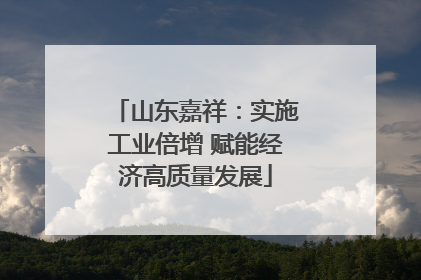 山东嘉祥：实施工业倍增 赋能经济高质量发展