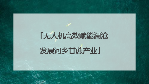 无人机高效赋能澜沧发展河乡甘蔗产业