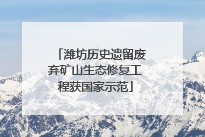 潍坊历史遗留废弃矿山生态修复工程获国家示范