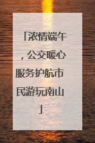 浓情端午，公交暖心服务护航市民游玩南山