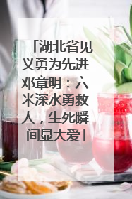 湖北省见义勇为先进邓章明：六米深水勇救人，生死瞬间显大爱