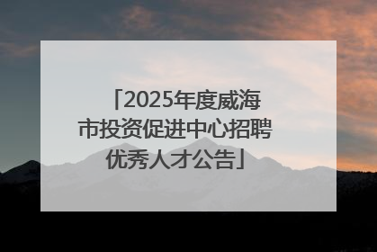 2025年度威海市投资促进中心招聘优秀人才公告
